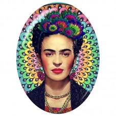Cabochon en Verre Illustré Frida Kahlo au Mandala Coloré 13x18, 18x25 ou 30x40mm pour la Création de Bijoux Fantaisie - DIY