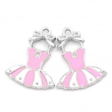 2 Breloques Tutu Danseuse Etoile Ballerine en Métal Emaillé