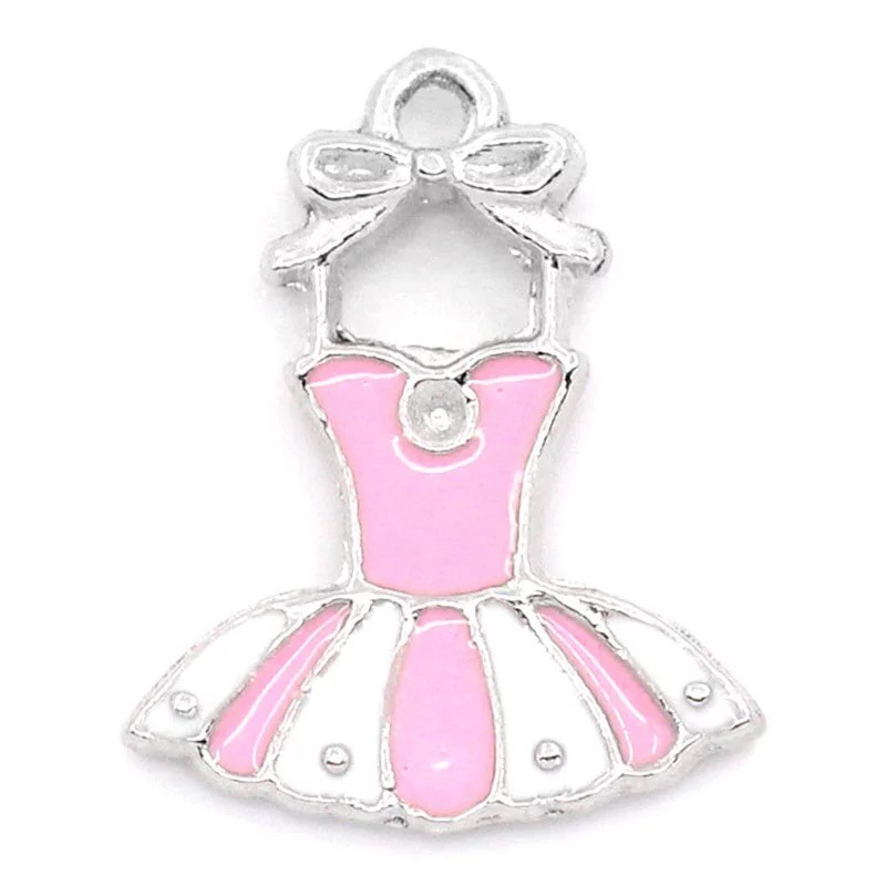 2 Breloques Tutu Danseuse Etoile Ballerine en Métal Emaillé