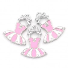 2 Breloques Tutu Danseuse Etoile Ballerine en Métal Emaillé