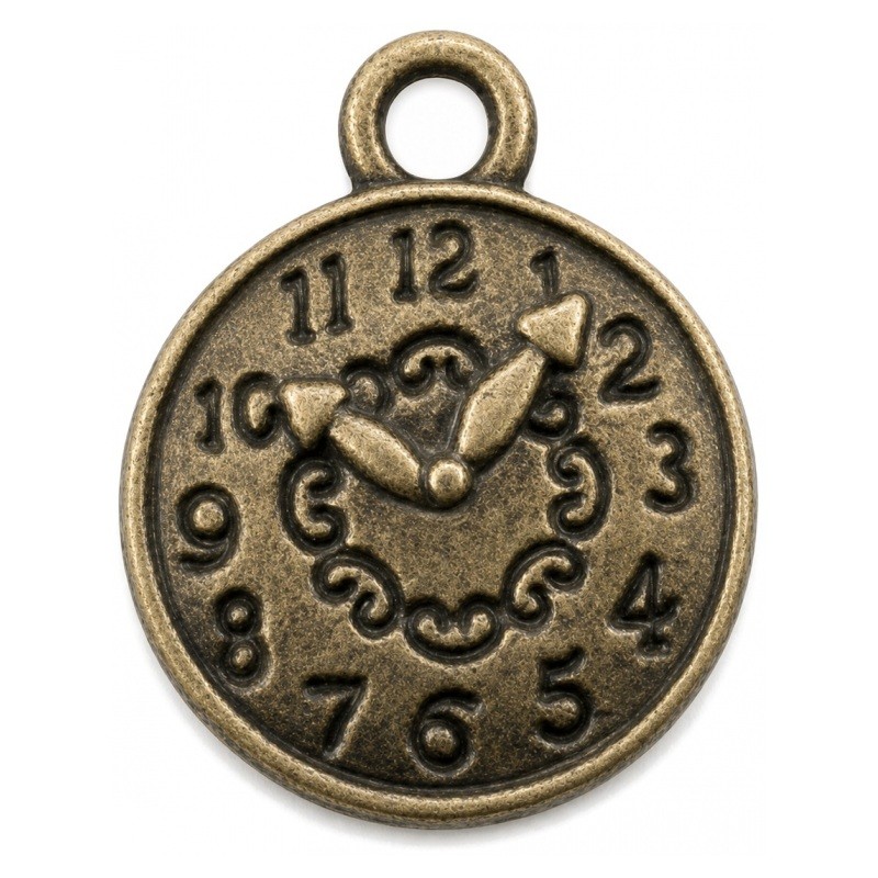 10 Breloques Mini Horloge Bronze Thème Alice au Pays des Merveilles 10mm