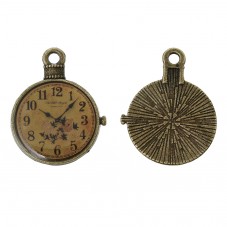 2 Breloques Horloge Montre Ancienne Bronze Thème Alice au Pays des Merveilles 18mm