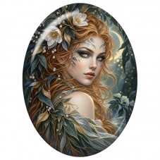 Cabochon en Verre Illustré Femme aux Papillons et Plumes Fantastiques 13x18, 18x25 ou 30x40mm pour la Création de Bijoux Fantais
