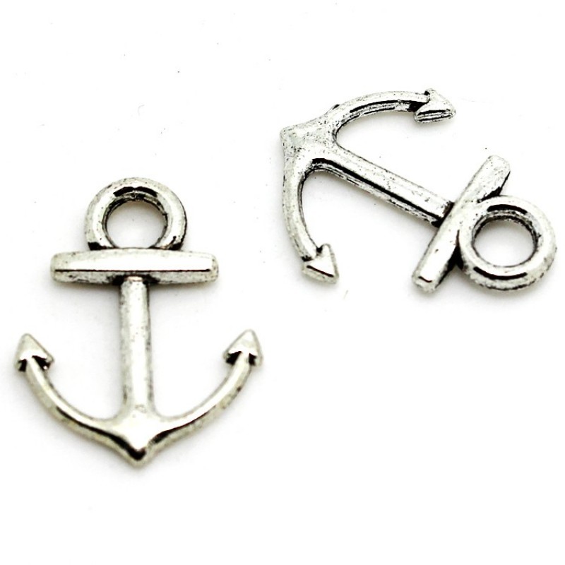 5 Breloques Ancre Argentée 15x19mm