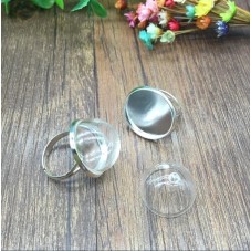 Bague Ajustable Argentée avec Globe en Verre 20mm