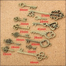 5 Breloques Clés Bronze Thème Alice au Pays des Merveilles 20-57mm