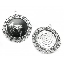 Support Pendentif Argenté pour Cabochon 25mm pour la Création de Bijoux Fantaisie - DIY
