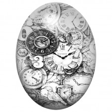 Cabochon en Verre Illustré Collage d’Horloges du Lapin Blanc 13x18, 18x25 ou 30x40mm pour la Création de Bijoux Fantaisie - DIY
