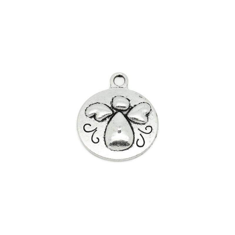 5 Breloques Ange Noël Argenté 21x18mm