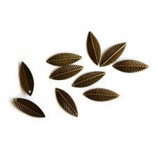 10 Breloques Feuille Bronze 21x7mm