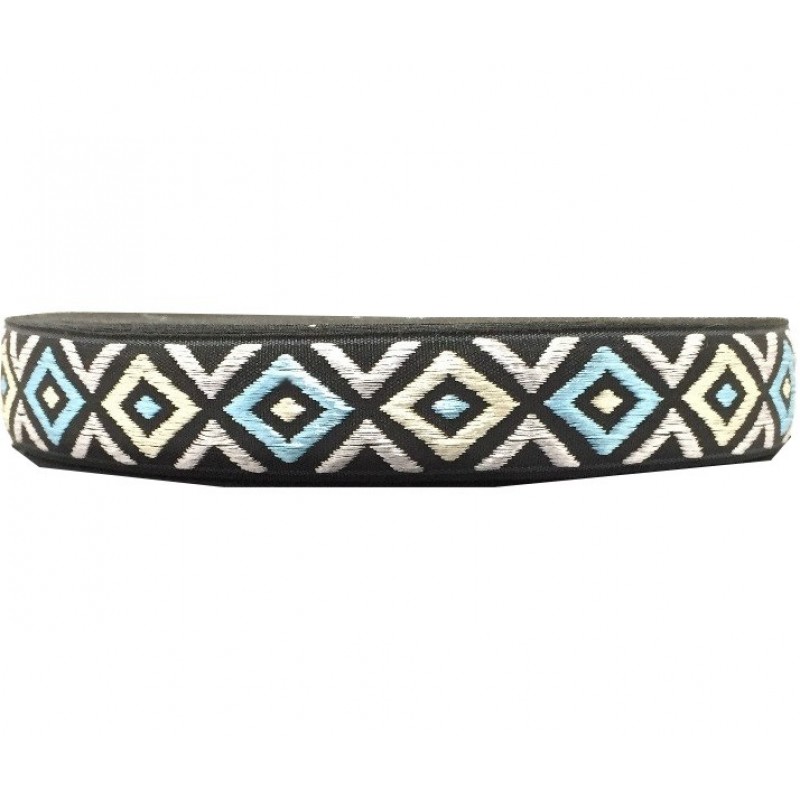 1 Mètre de Ruban Tissé Jacquard Géométrique 20mm