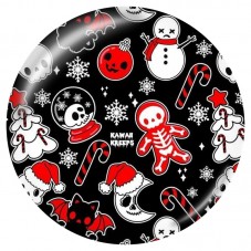 Cabochon en Verre Illustré Noël Gothique aux Crânes 12 à 25mm pour la Création de Bijoux Fantaisie - DIY