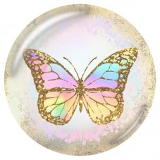 Cabochon en Verre Illustré Papillon Pastel aux Contours Dorés 12 à 25mm pour la Création de Bijoux Fantaisie - DIY