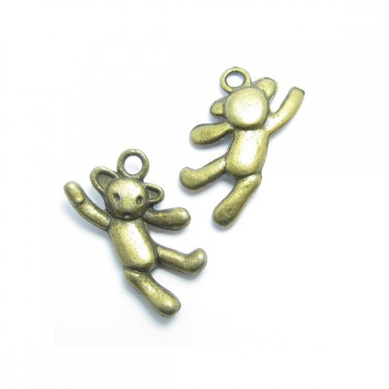 4 Breloques Nounours Bronze 20mm