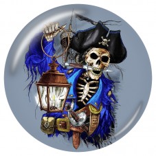 Cabochon en Verre Illustré Squelette Pirate à la Lanterne 12 à 25mm pour la Création de Bijoux Fantaisie - DIY