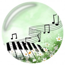 Cabochon en Verre Illustré Piano aux Notes Fleuries 12 à 25mm pour la Création de Bijoux Fantaisie - DIY
