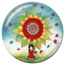 Cabochon en Verre Illustré Petite Fille sous un Tournesol 12 à 25mm pour la Création de Bijoux Fantaisie - DIY