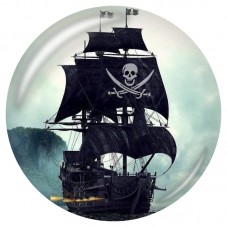 Cabochon en Verre Illustré Navire Pirate dans la Brume 12 à 25mm pour la Création de Bijoux Fantaisie - DIY