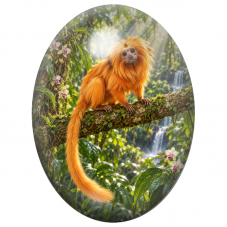Cabochon en Verre Illustré Tamarin Lion Doré dans la Jungle 13x18, 18x25 ou 30x40mm pour la Création de Bijoux Fantaisie - DIY
