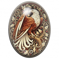 Cabochon en Verre Illustré Aigle Majestueux aux Arabesques 13x18, 18x25 ou 30x40mm pour la Création de Bijoux Fantaisie - DIY