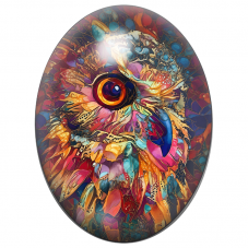 Cabochon en Verre Illustré Grenouille Kaléidoscopique Multicolore 13x18, 18x25 ou 30x40mm pour la Création de Bijoux Fantaisie -