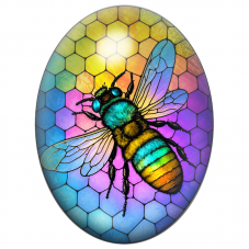 Cabochon en Verre Illustré Bourdon Coloré sur Nid d’Abeille 13x18, 18x25 ou 30x40mm pour la Création de Bijoux Fantaisie - DIY