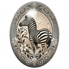 Cabochon en Verre Illustré Zèbre aux Ornements Noirs et Ivoire 13x18, 18x25 ou 30x40mm pour la Création de Bijoux Fantaisie - DI