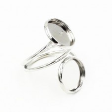 Support Bague Double Argenté pour Cabochon 12mm pour la Création de Bijoux Fantaisie - DIY