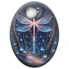 Cabochon en Verre Illustré Libellule de Lumière dans la Forêt 13x18, 18x25 ou 30x40mm pour la Création de Bijoux Fantaisie - DIY