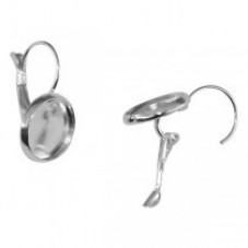 1 Paire de Support Boucle d'Oreille Dormeuse Argentée pour Cabochon 12mm  pour la Création de Bijoux Fantaisie - DIY