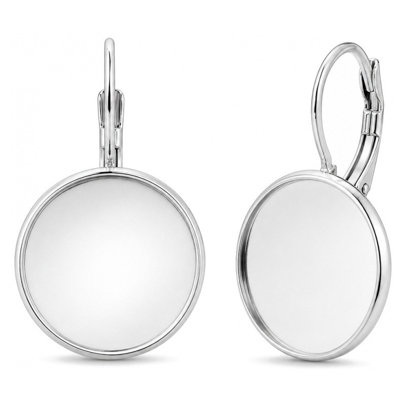 1 Paire de Supports Boucles d’Oreilles Dormeuses Argentés pour Cabochon 16mm