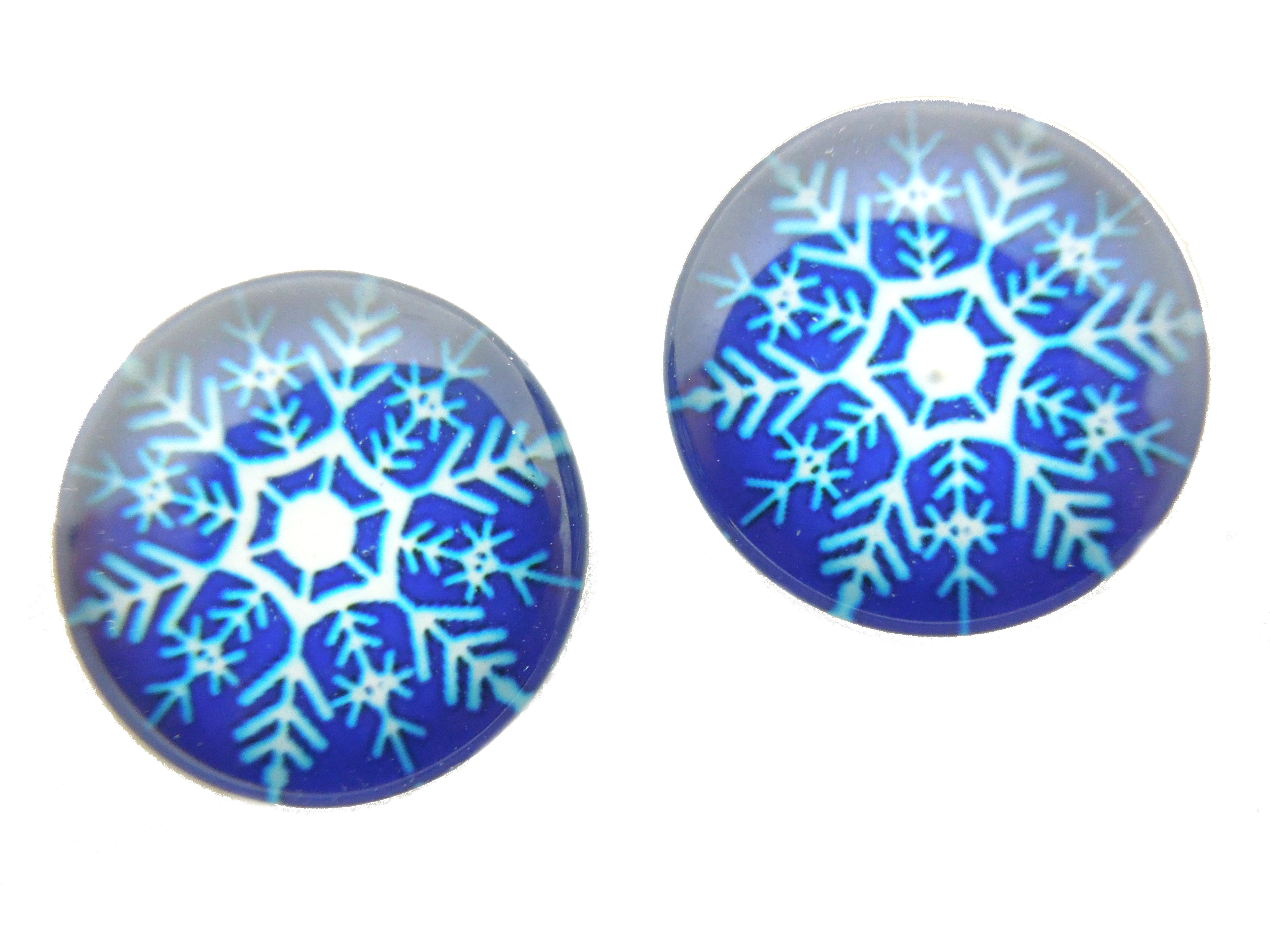2 Cabochons en Verre Illustrés Etoile Flocon de Neige 12mm