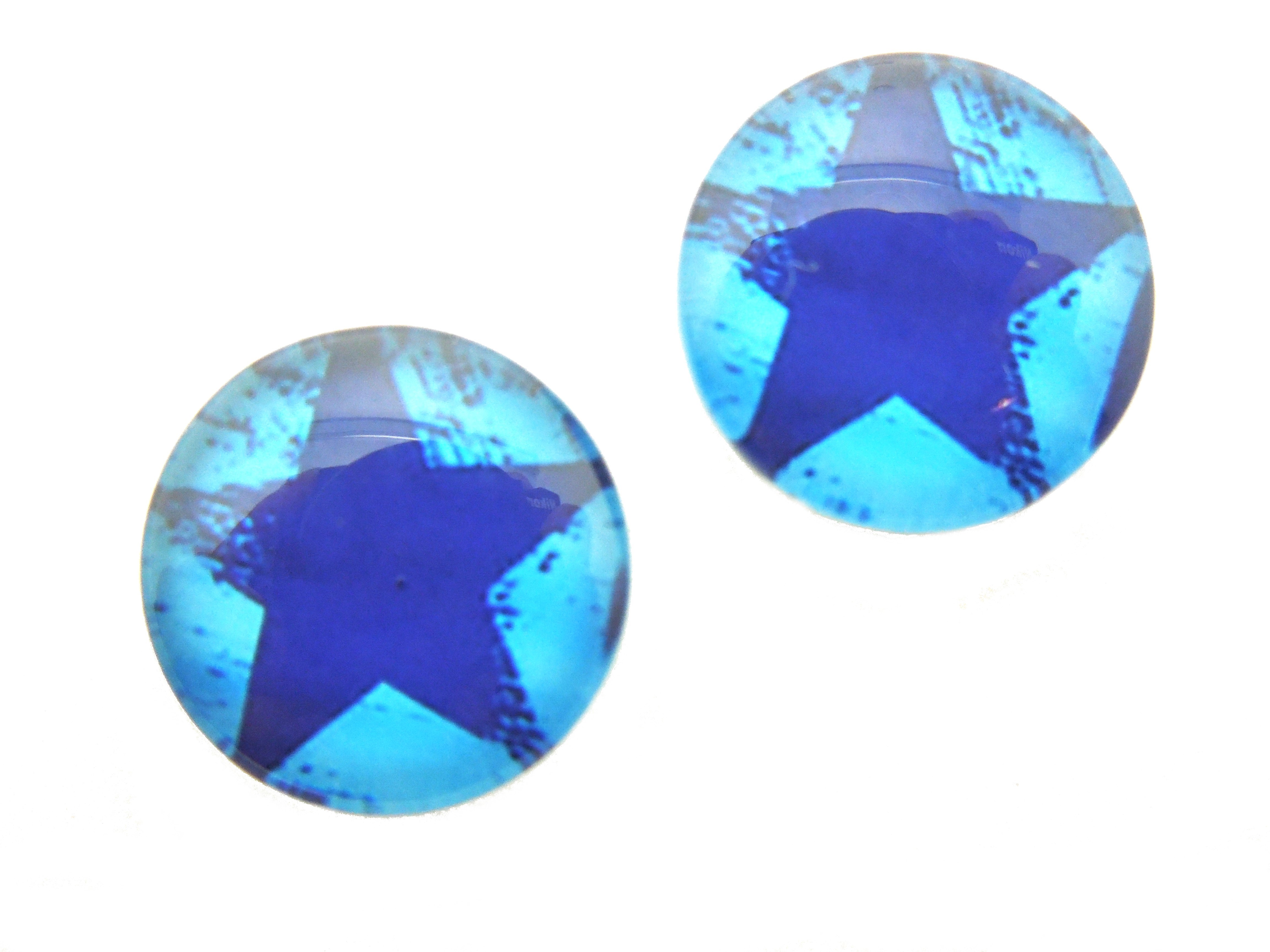 2 Cabochons en Verre Illustrés Etoile 12mm