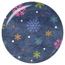 Cabochon en Verre Illustré Flocons Multicolores sur Fond Bleu 12 à 25mm pour la Création de Bijoux Fantaisie - DIY