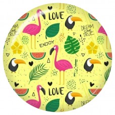 Cabochon en Verre Illustré Motif Tropical Love 12 à 25mm pour la Création de Bijoux Fantaisie - DIY