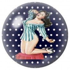 Cabochon en Verre Illustré Pin-up au Corset Rayé 12 à 25mm pour la Création de Bijoux Fantaisie - DIY
