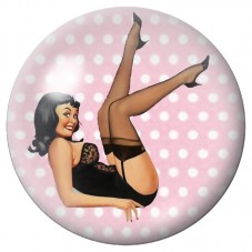 Cabochon en Verre Illustré Pin-up en Lingerie Noire 12 à 25mm pour la Création de Bijoux Fantaisie - DIY
