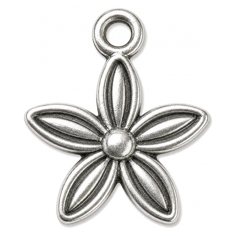 10 Breloques Fleurs Argentées 13.5x10.5mm