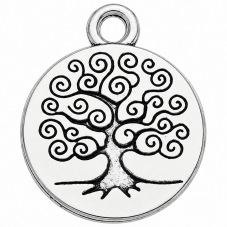 4 Breloques Arbre de Vie Argenté 18mm pour la Création de Bijoux Fantaisie - DIY