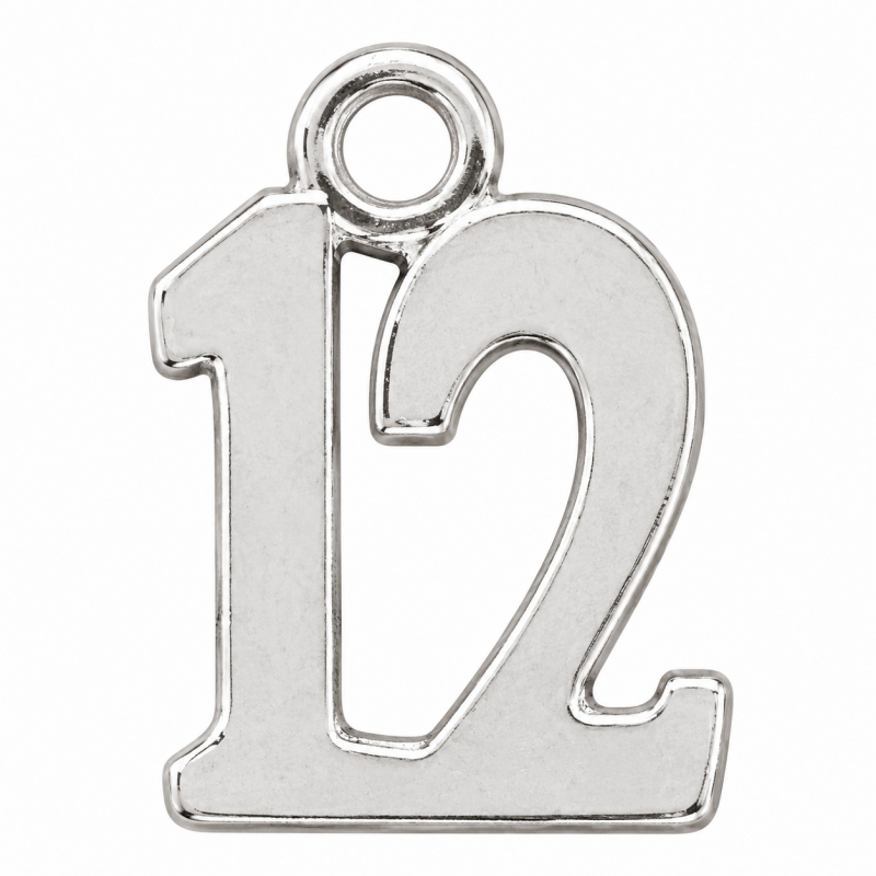 2 Breloques Chiffre "12" Argenté 12x10mm
