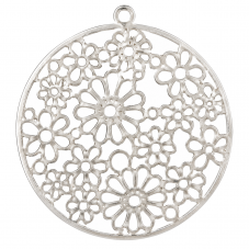 2 Breloques Fleurs Filigranées Argentées 42mm pour la Création de Bijoux Fantaisie - DIY