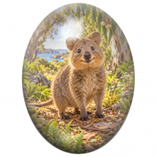 Cabochon en Verre Illustré Quokka Souriant dans la Nature Australienne 13x18, 18x25 ou 30x40mm pour la Création de Bijoux Fantai
