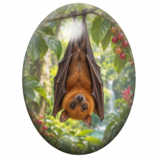 Cabochon en Verre Illustré Roussette Suspendue dans la Jungle 13x18, 18x25 ou 30x40mm pour la Création de Bijoux Fantaisie - DIY