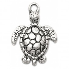 4 Breloques Tortue de Mer Argentée 22x16mm pour la Création de Bijoux Fantaisie - DIY
