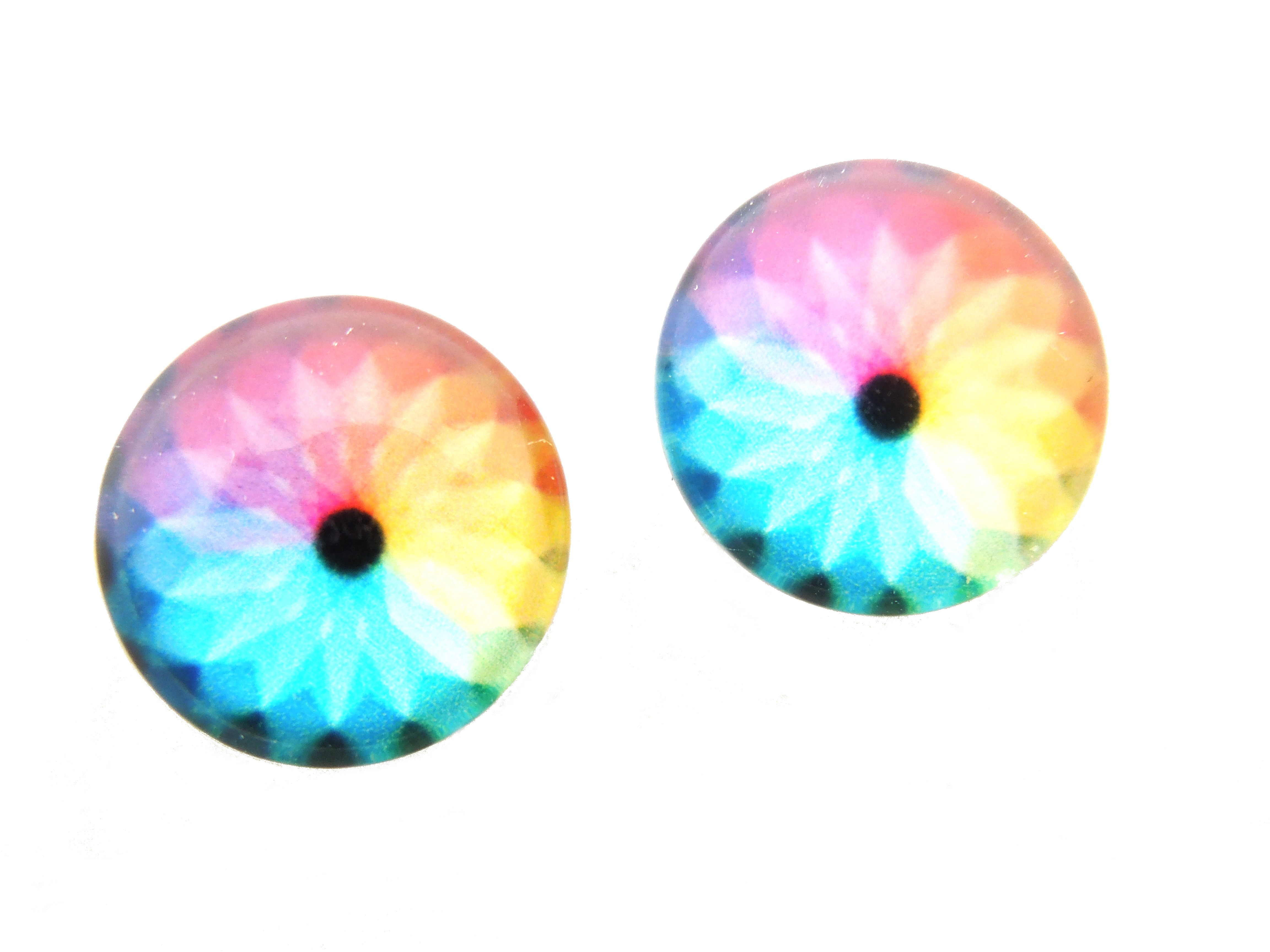 2 Cabochons en Verre Illustrés Fantaisie Rosace 12mm