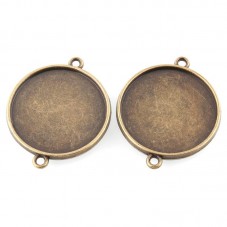 2 Supports Connecteur Double Face Bronze pour Cabochon 25mm pour la Création de Bijoux Fantaisie - DIY