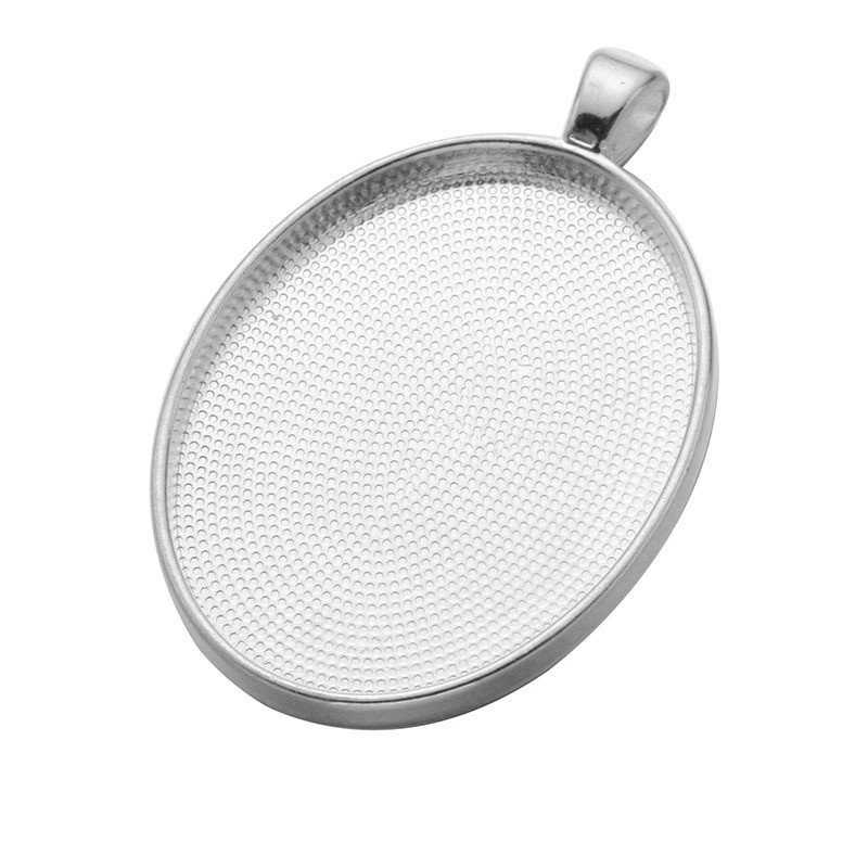 Support Pendentif Argenté pour Cabochon Ovale 30x40mm