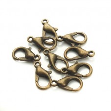 10 Fermoirs Mousquetons Bronze 12mm