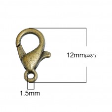 10 Fermoirs Mousquetons Bronze 12mm