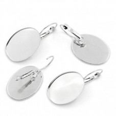 1 Paire de Support Boucle d'Oreille Dormeuse Argentée pour Cabochon 13x18mm  pour la Création de Bijoux Fantaisie - DIY